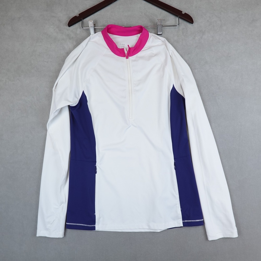 TITLE NINE Top 1/2 Zip Sweater Pullover Mock Neck Womens Medium Zip Pockets L/S